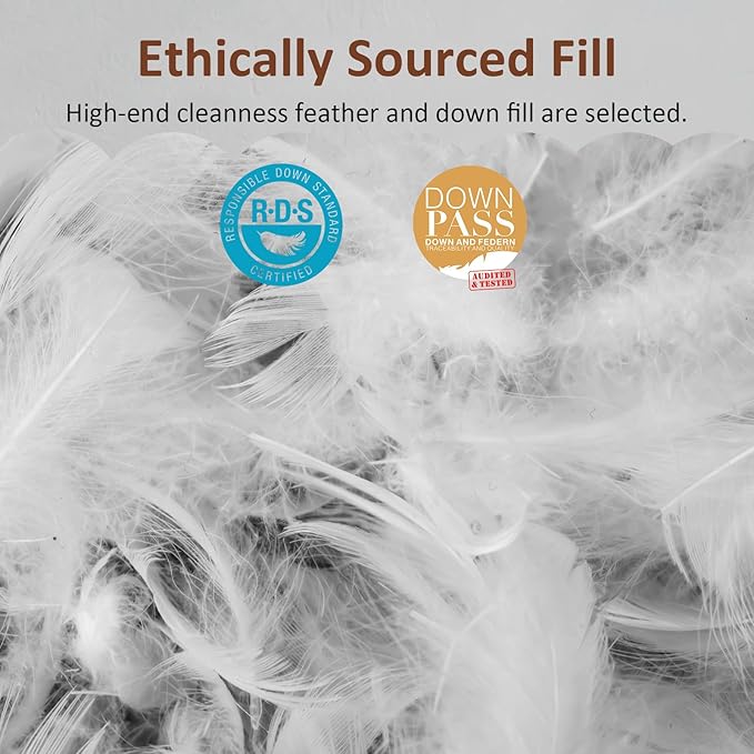 Luxury Feathers Down Pillow King Size, Hotel Quality Fluffy Bed Pillow - Image 4