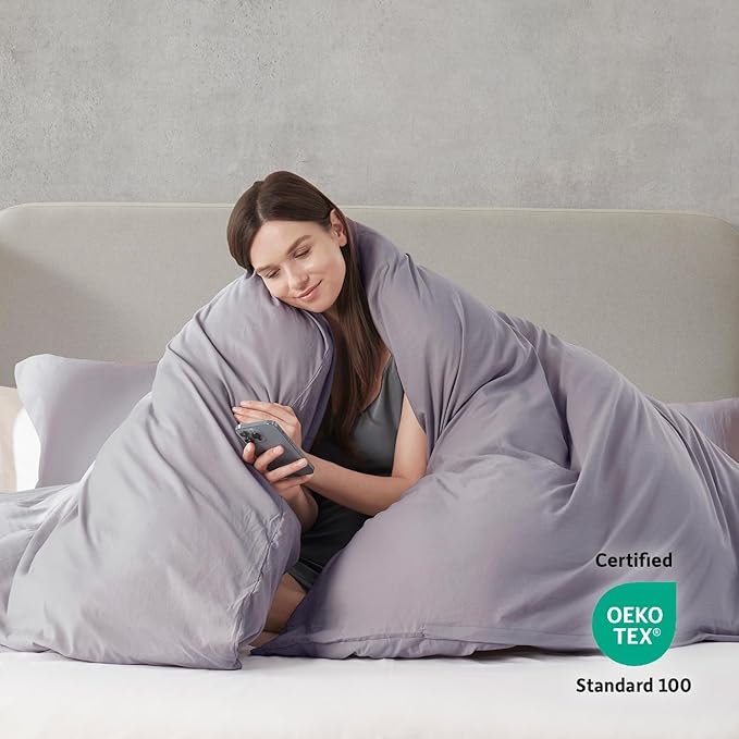 Nestl Grey Lavender Duvet Cover King Size - Image 3