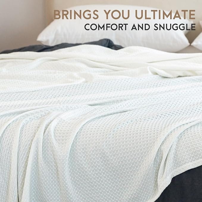 AmyHomie Cooling Waffle Blanket King Size, 100% Rayon Derived from Bamboo - Image 6