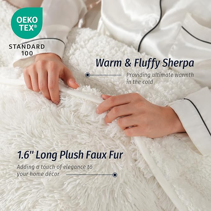Wemore Shaggy Long Fur Faux Fur Weighted Blanket, Cozy and Fluffy Plush Sherpa - Image 4