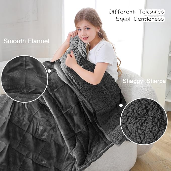 Aemicion Weighted Blanket for Adults Twin Size Sherpa Fleece Heavy Blanket for - Image 3