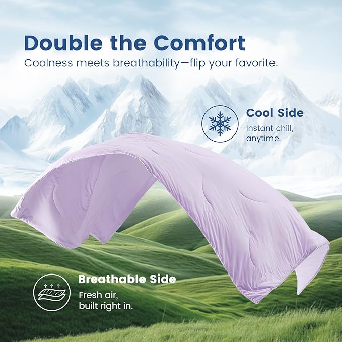 Cozy Bliss Cooling Comforter Queen Size, Reversible Lightweight Cooling Blankets - Image 9