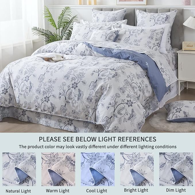 FADFAY Twin XL Duvet Cover Set Floral Bedding Percale Cotton 600 TC College - Image 5