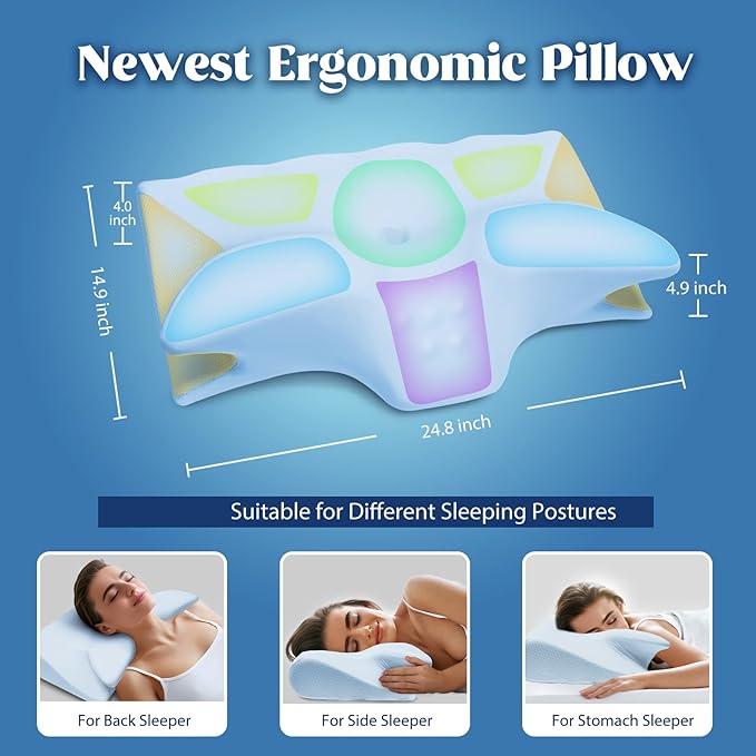Cervical Pillow for Neck Pain Relief, Cooling Contour Memory Foam Pillows - Image 5