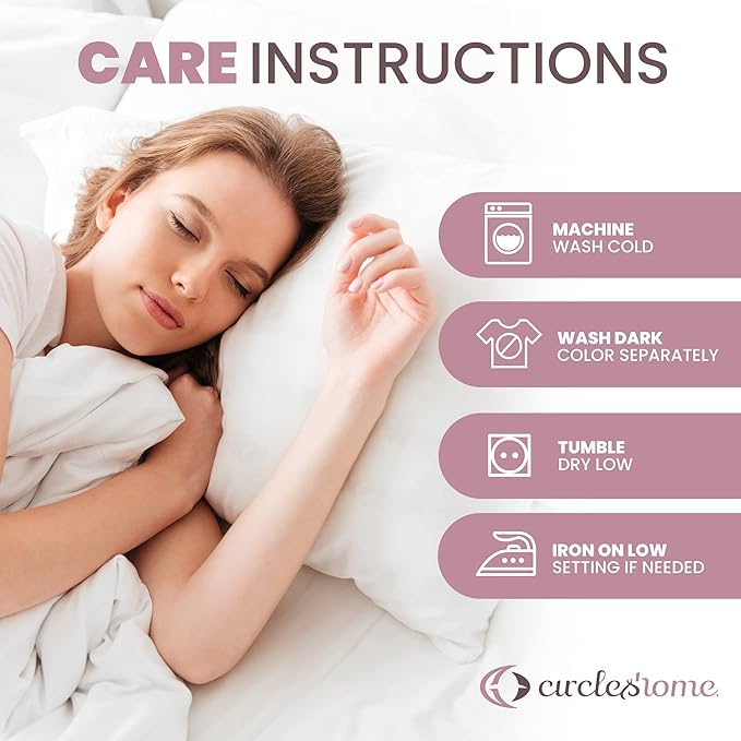 CirclesHome Standard Zippered Pillow Protectors | 100% Cotton Breathable Pillow - Image 8
