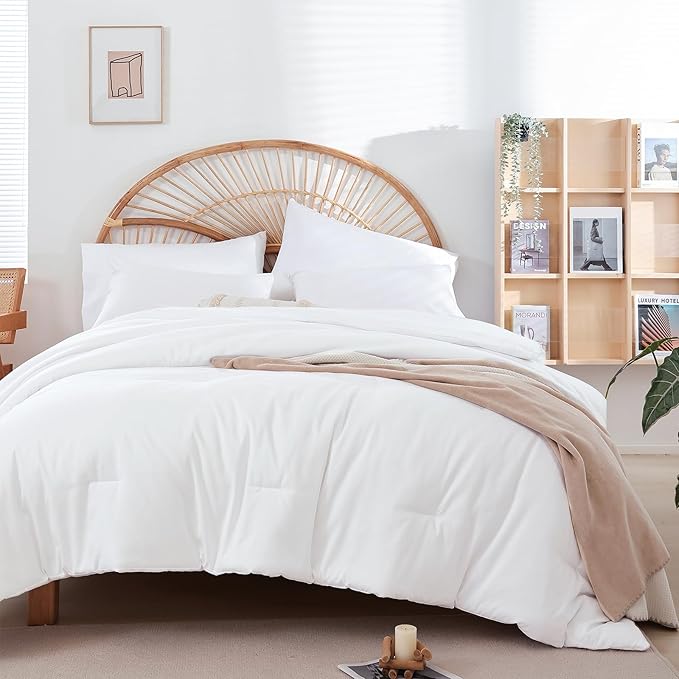 weigelia Queen Comforter Set White Comforter Boho Solid Color Bedding - Image 2