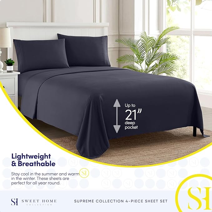 Twin Sheets - Breathable Luxury Sheets - 1800 Supreme Collection Extra Soft - Image 3
