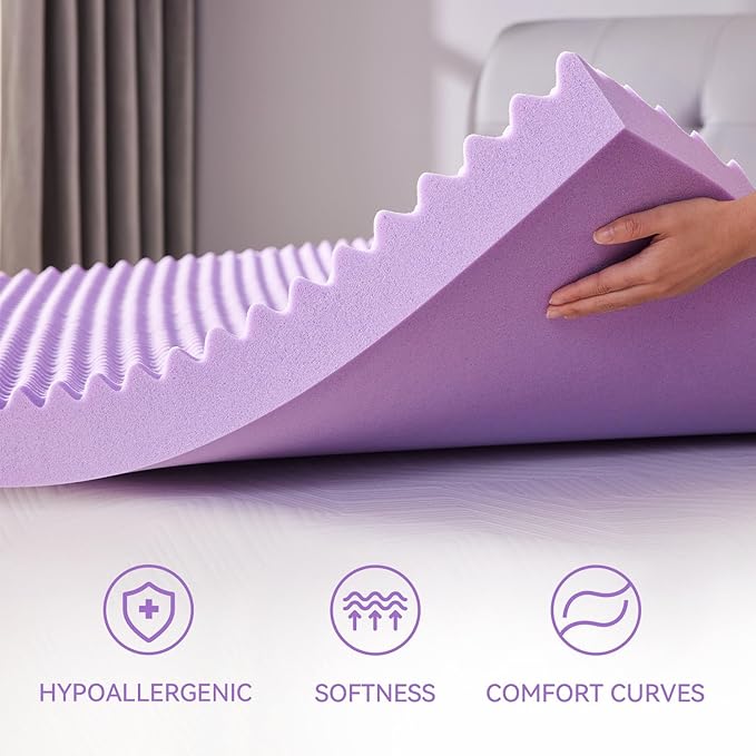 SINWEEK 3 Inch Egg Crate Memory Foam Mattress Topper Full Size, Soft Mattress - Image 4