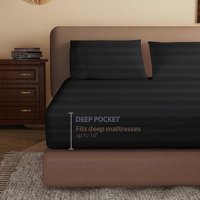 100% Egyptian Cotton Fitted Sheet Twin Size, 600 Thread Count, Single Fitted - Image 3