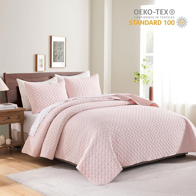 HORIMOTE HOME Quilt King Size Light Pink, Lightweight Quilt - Image 4