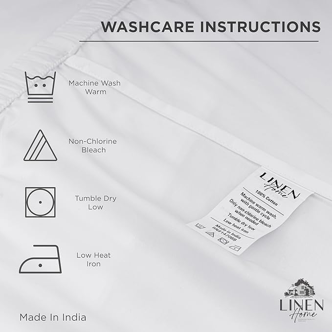 Linen Home 100% Cotton Percale Weave Fitted Sheet, Twin Size, Pastel Turk - Image 4