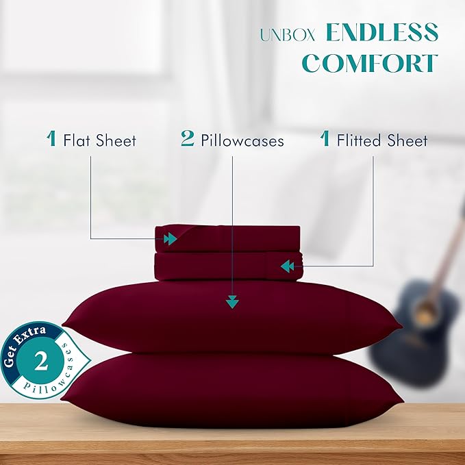 XOOX Linen 100% Egyptian Cotton Sheets California King Size - Image 3