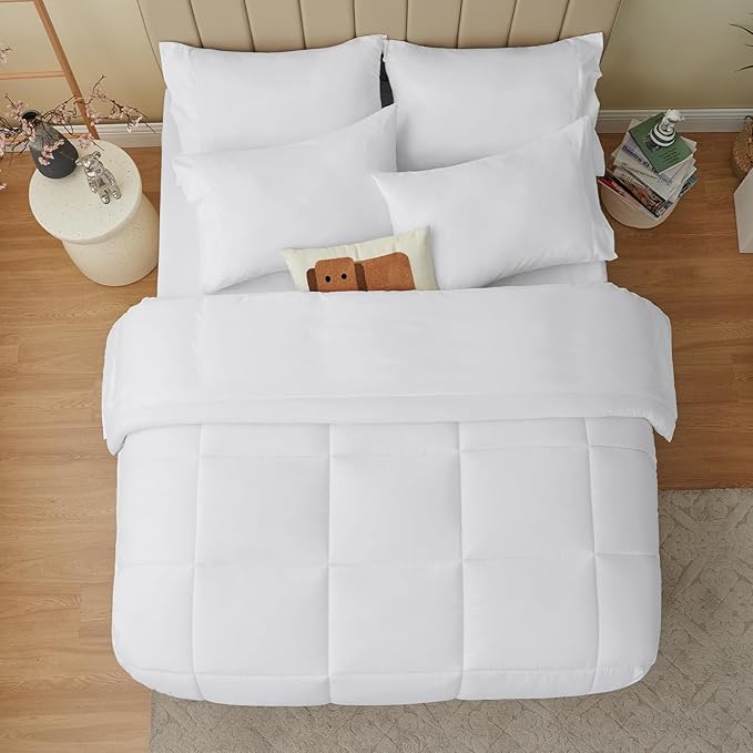 CozyLux Twin XL Comforter Set White, 5 Pieces Twin Extra Long Bed in a Bag - Image 8
