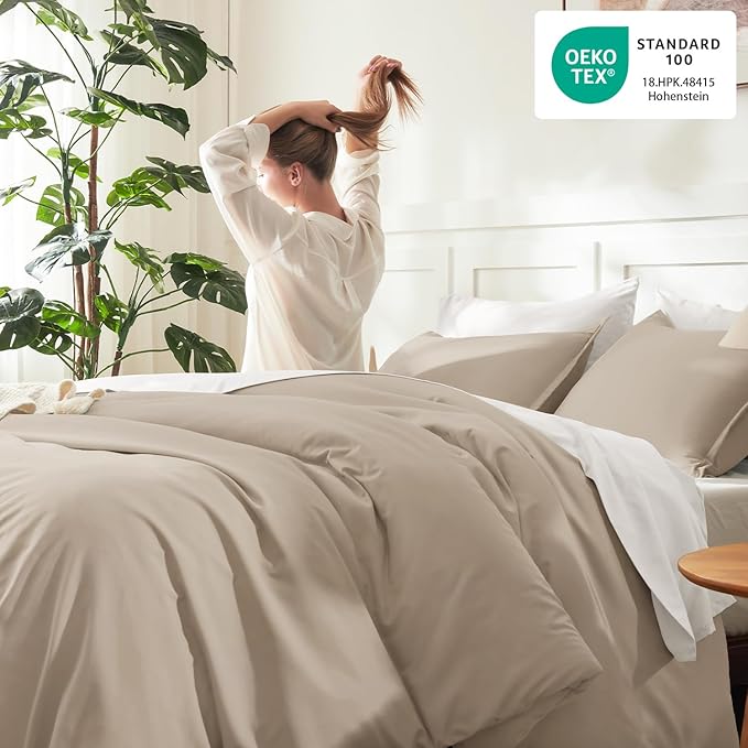 Litanika Oversized King Comforters Khaki Super King Plus Size, 3 Pieces - Image 4