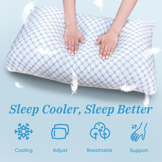 OAISZ Cooling Pillow Queen Size Set of 2, Shredded Memory Foam Bed Pillows - Image 7
