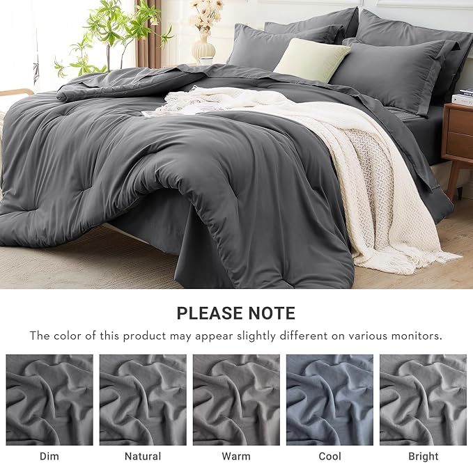 MUXHOMO 7 Pieces King Comforter Set, Soft Bed in a Bag King Size, All Season - Image 8