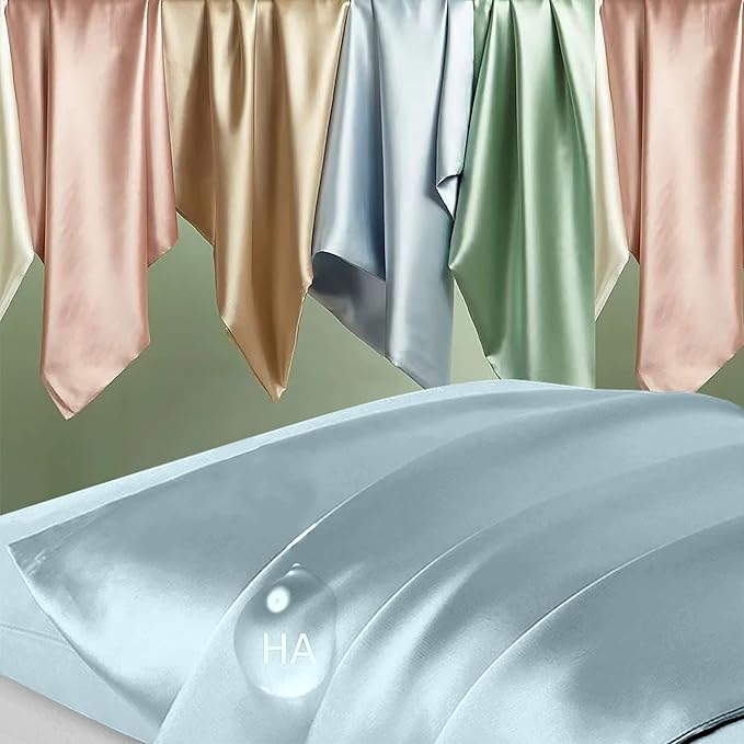Mulberry Silk Pillowcase Standard Size Cooling Anti-Acne Hidden Zipper Navy Blue - Image 2