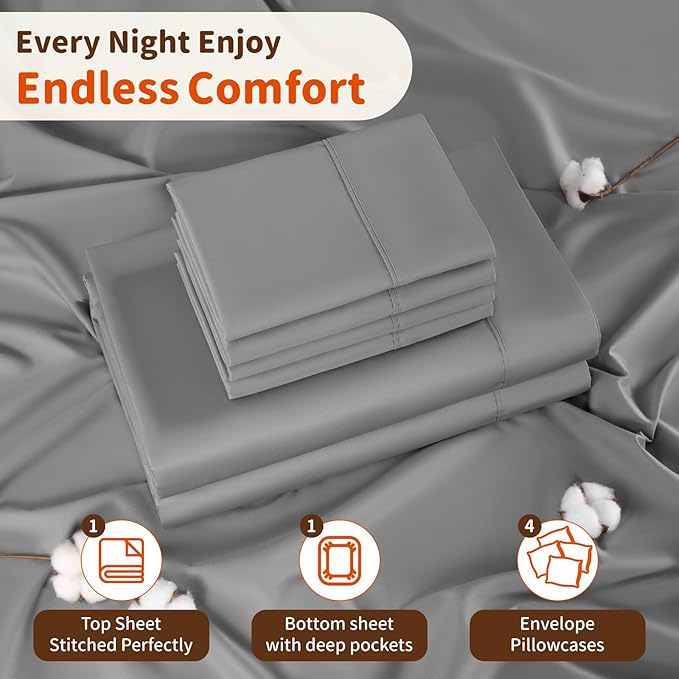 LBRO2M 1000 Thread Count 100% Egyptian Cotton Sheets Set 6 Piece Sets Full Size - Image 5