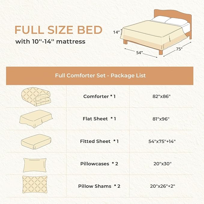Sasttie Full Size Comforter Set, 7-Piece Bed in a Bag, Pintuck Bedding Set - Image 7