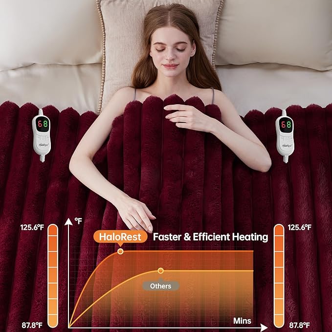 Heated Throw Blanket, Faux Fur Cozy Heating Blanket - Image 4