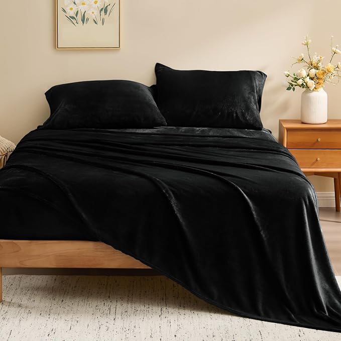 BEDELITE Flannel Sheets Twin Size Black - Image 2