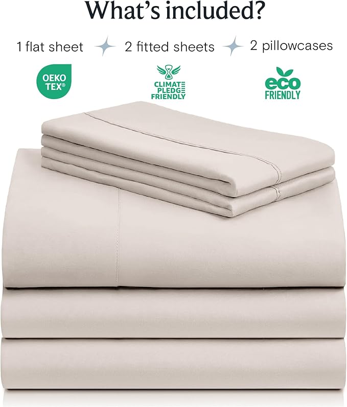 LuxClub 5 PC Sheet Set Bed Sheets Deep Pockets 16" Eco Friendly Wrinkle Free - Image 2