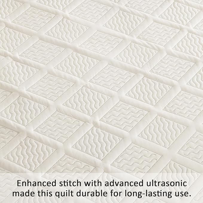Yiran Queen Quilt Set Beige Spring Summer Bedspreads Bedding Set 3 Pieces Thin - Image 5