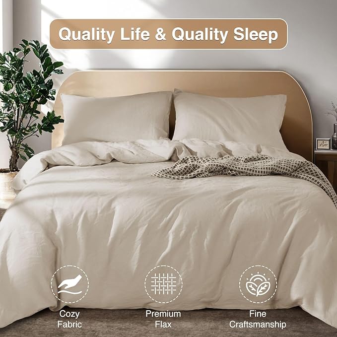 SONORO KATE 100% French Linen Duvet Cover Full Size, Soft Breathable - Image 7