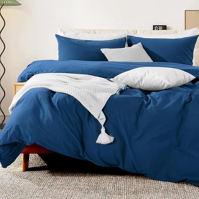 NEXHOME PRO Duvet Cover Set 100% Washed Cotton Oversized King 120"x98" Linen - Image 4