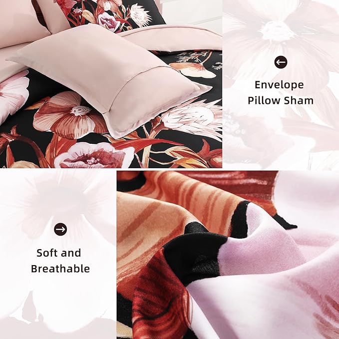 Luxudecor Floral Comforter Set King Size 7 Piece, Elegant Comforter Bedding Set - Image 5