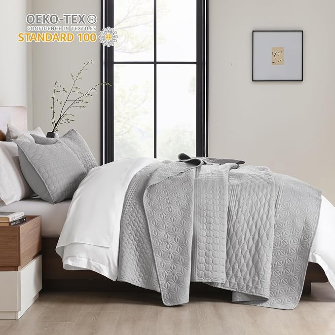 HORIMOTE HOME Grey Twin Size Quilt Set - Image 3