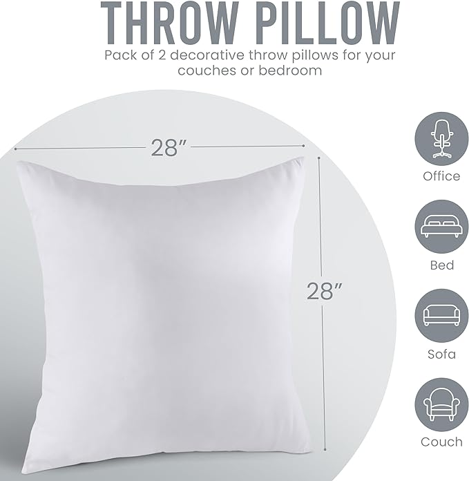 Utopia Bedding 28x28 Pillow Inserts, Sofa & Couch – Soft, Supportive & Fluffy - Image 7