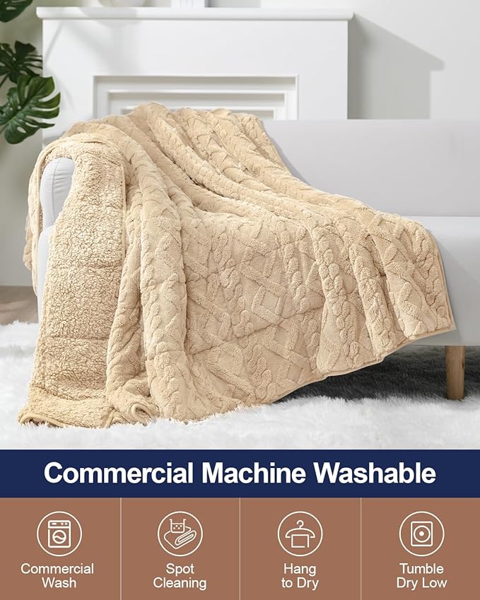 Super Fuzzy Soft Sherpa Fleece Weighted Blanket, 15 lbs Dual Sided Fluffy Heavy - Image 5