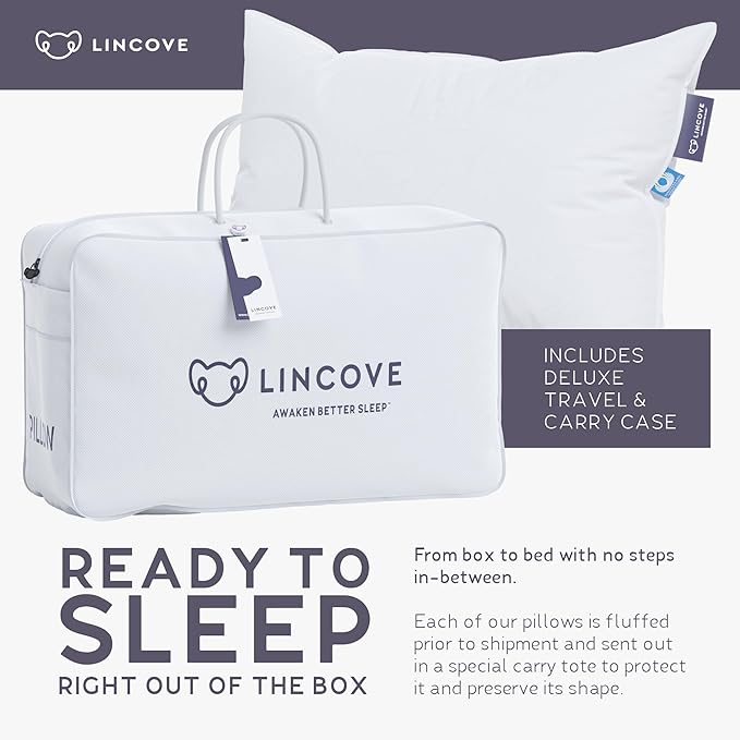 Lincove Cloud Natural Canadian Down Pillow, 100% Cotton Shell, 500 Thread Count - Image 6