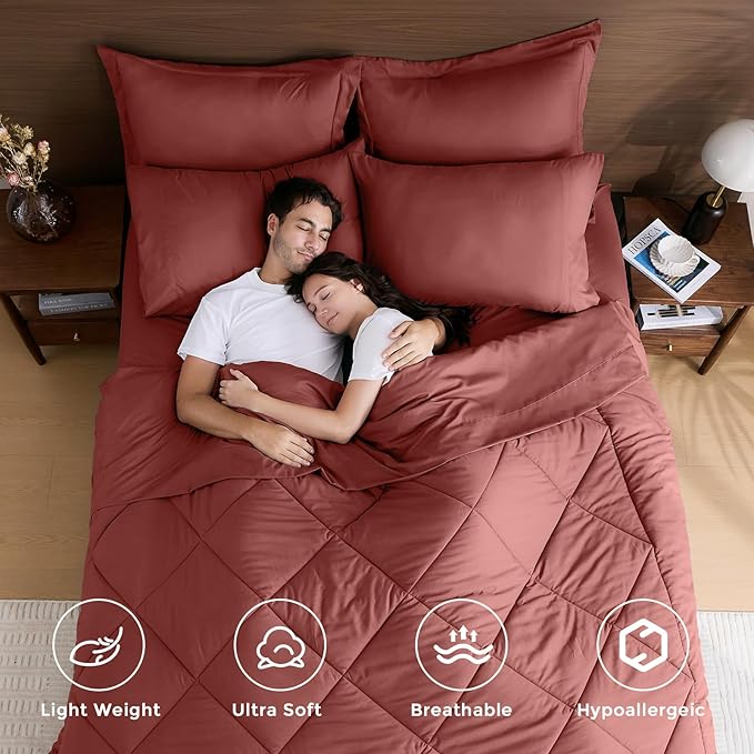 HEVUMYI Terracotta Full Comforter Set - Image 2