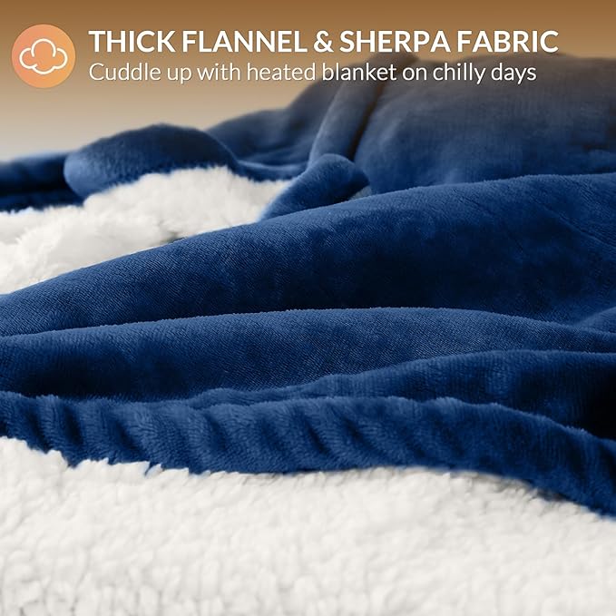 HOMLYNS LuxeHeat Heated Blanket Electric Blanket Queen Size, Soft Flannel - Image 5