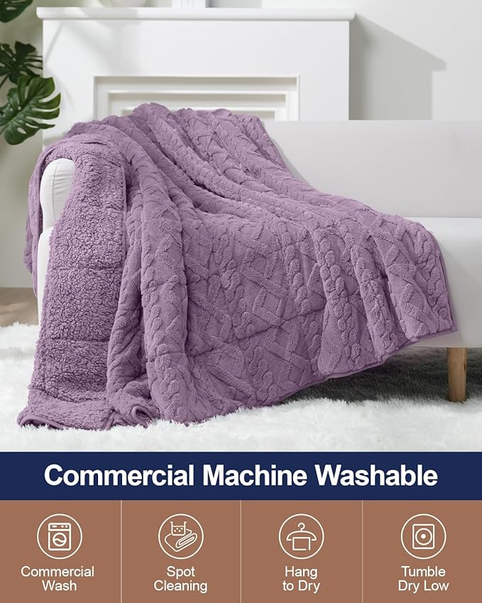 Super Fuzzy Soft Sherpa Fleece Weighted Blanket, 15 lbs Dual Sided Fluffy Heavy - Image 5