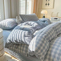 Nayoroom Plaid Duvet Cover Queen Size Blue Checkered Gingham Duvet Cover 3 Pcs by Nayoroom