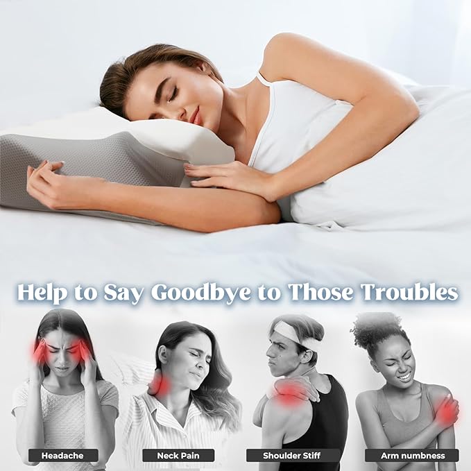 Cervical Pillow for Neck Pain Relief, Cooling Contour Memory Foam Pillows - Image 4