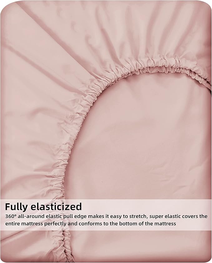 HBHLFZ King Fitted Sheet Only, Soft Breathable Bottom Sheet - Image 5
