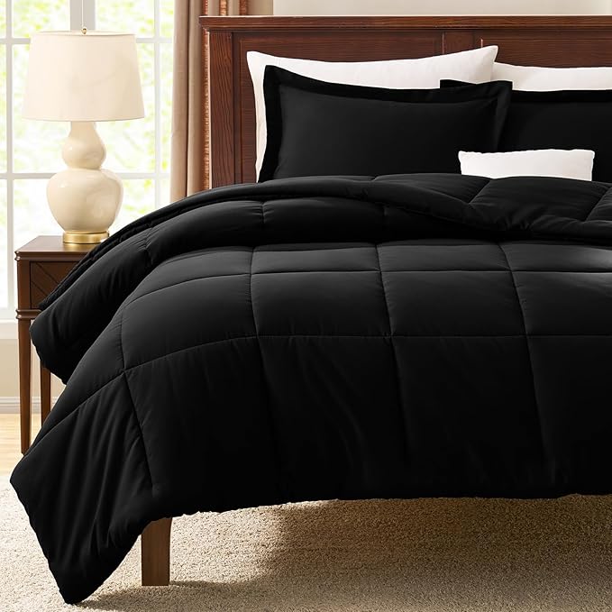 CozyLux California King Comforter Set Black - Image 7