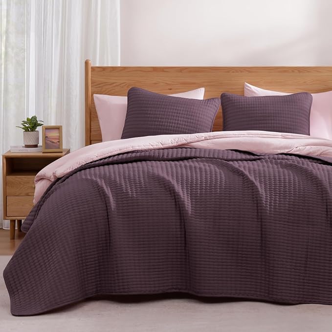 WRENSONGE Queen Quilt-3 Pieces Lightweight Bedspreads Italian Plum Queen Size by WRENSONGE