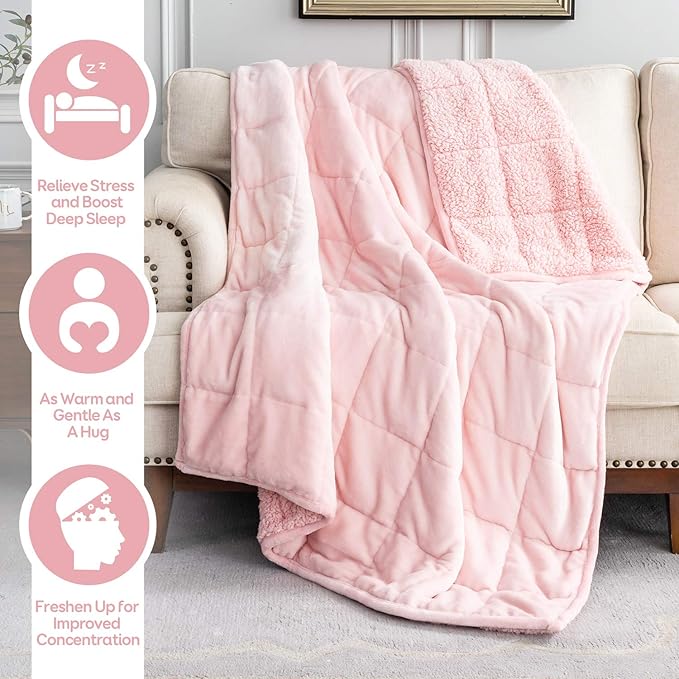 Cottonblue Weighted Blanket Queen Size 15lbs, Sherpa Weighted Blankets - Image 2