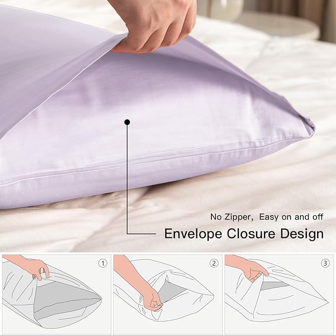 100% Cotton King Pillowcases Set of 2, Deep Dream 600 Thread Count Pillow Cases - Image 3