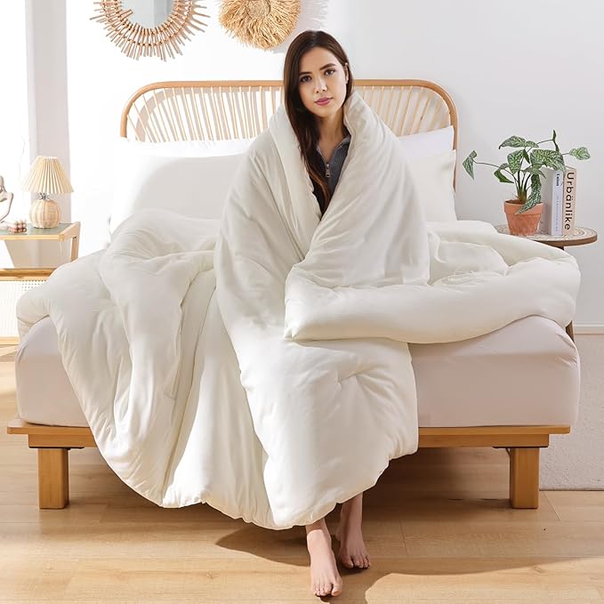 ROSGONIA Queen Comforter Set Ivory - Image 4