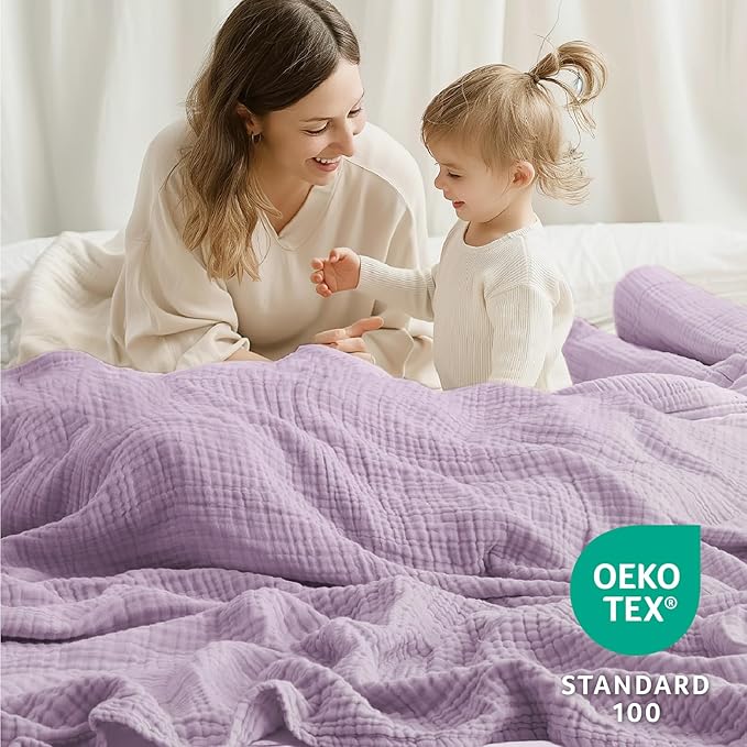 100% Cotton Muslin Blanket Twin 60" x 80", Breathable and Lightweight Cotton - Image 3