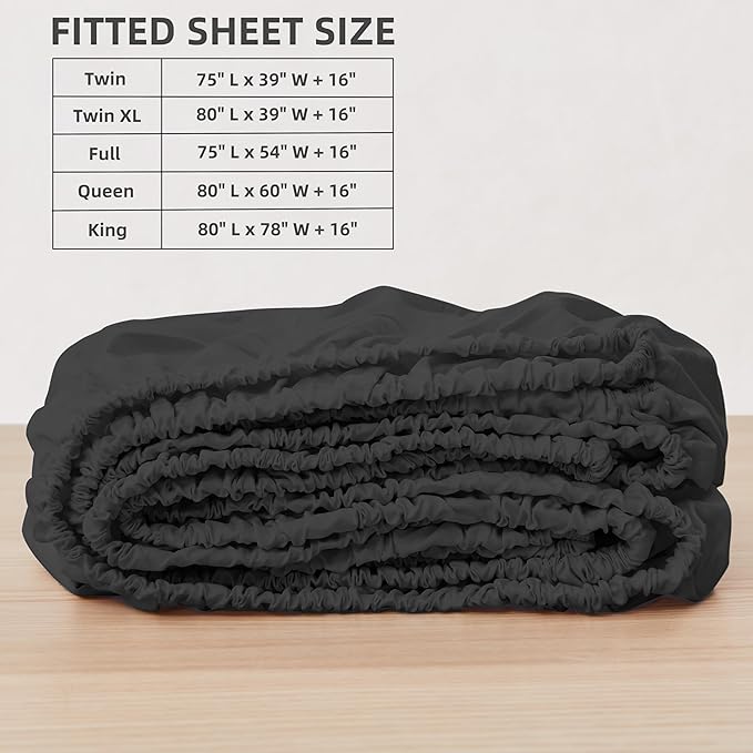 HBHLFZ Twin Fitted Sheet Only, Soft Breathable Bottom Sheet - Image 2