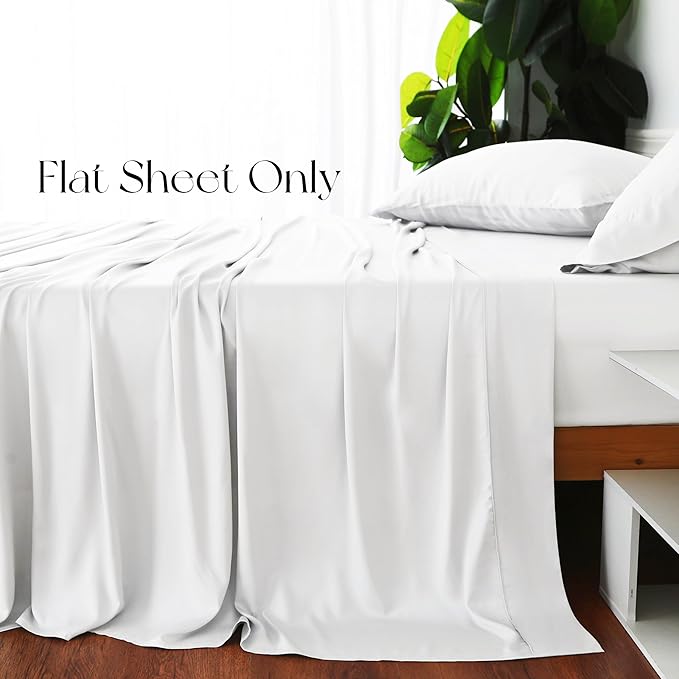 Bamboo Viscose Flat Sheets Only, 400 Thread Count Sateen Weave Queen Size Flat - Image 4