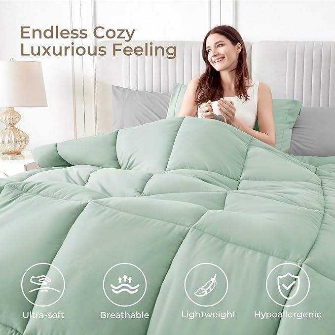 Sasttie Queen Comforter Set, 7 Pieces Bed in a Bag Queen, Complete Bedding Set - Image 2