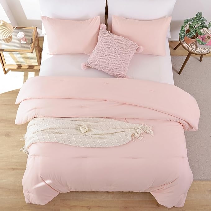 ROSGONIA King Size Comforter Set Blush - Image 5
